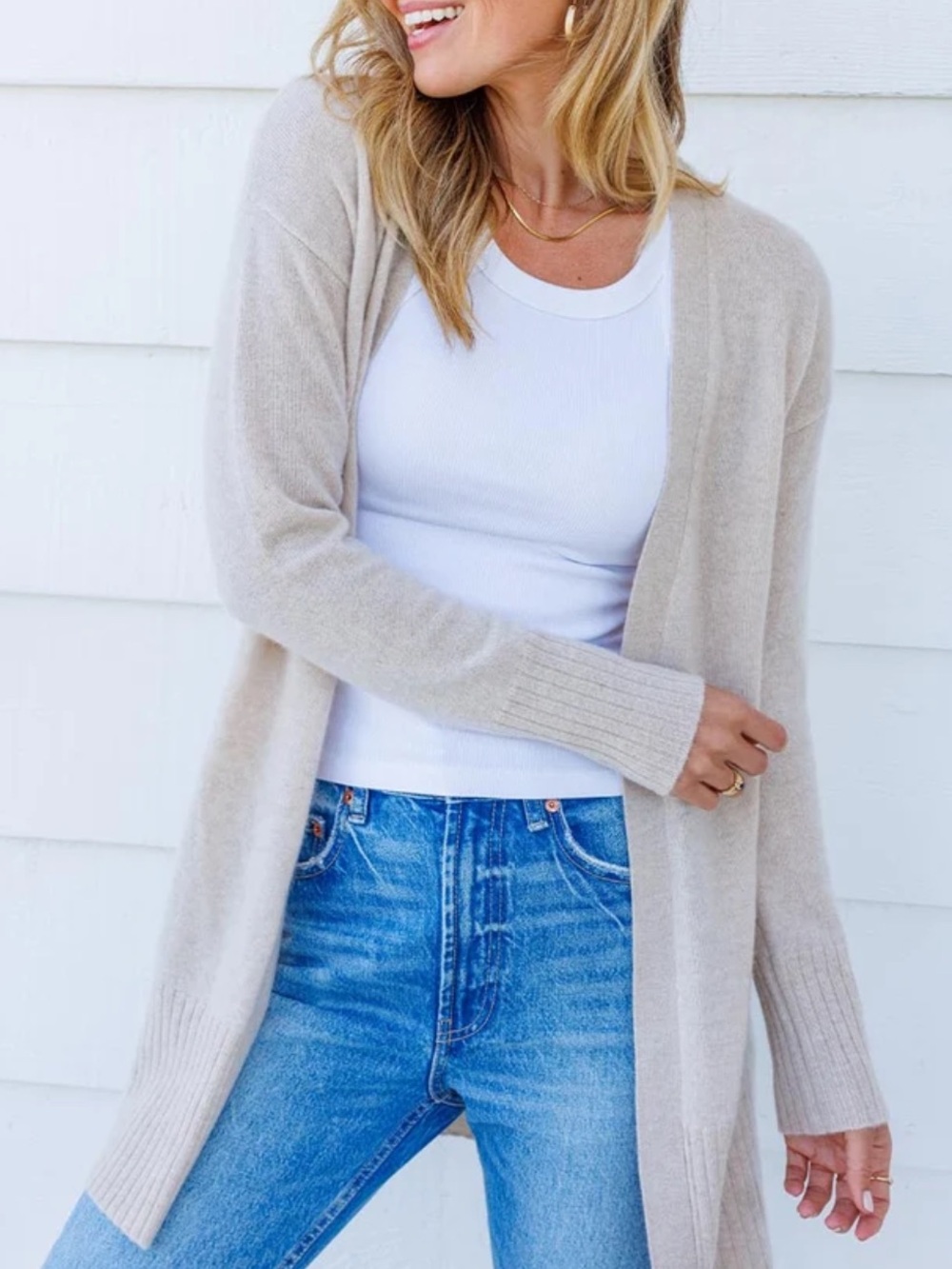 Pura Open-Front Longline Women’s Cashmere cardigan